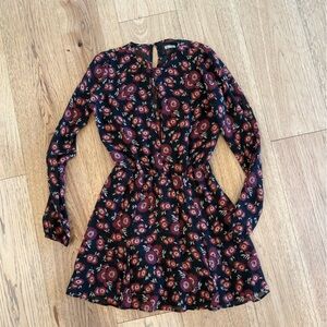 Reformation Black and Red Floral Long Sleeve Dress
